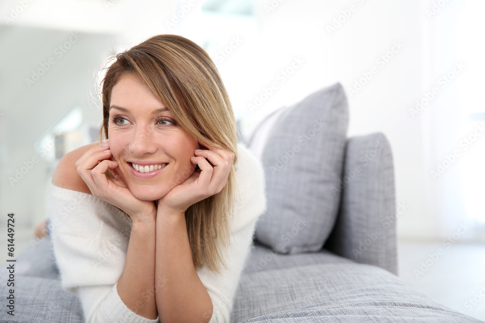 Portrait of middle-aged woman relaxing at home Portrait of middle-aged woman relaxing at home