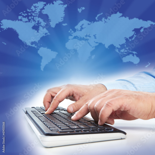 Businessman and keyboard