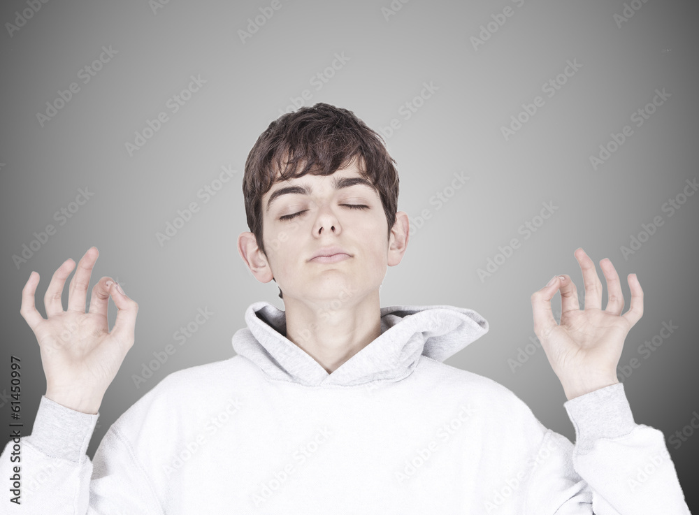 portrait of young caucasian close-up on yoga posture