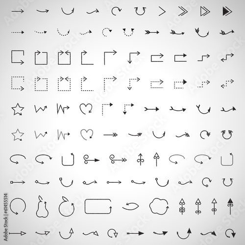 Arrow Icons Set - Isolated On Gray Background