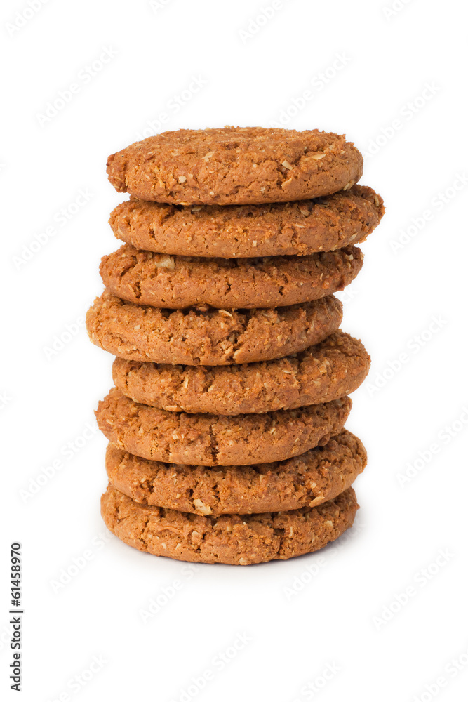 Stack of oatmeal cookies on a white background Stack of oatmeal cookies on a white background