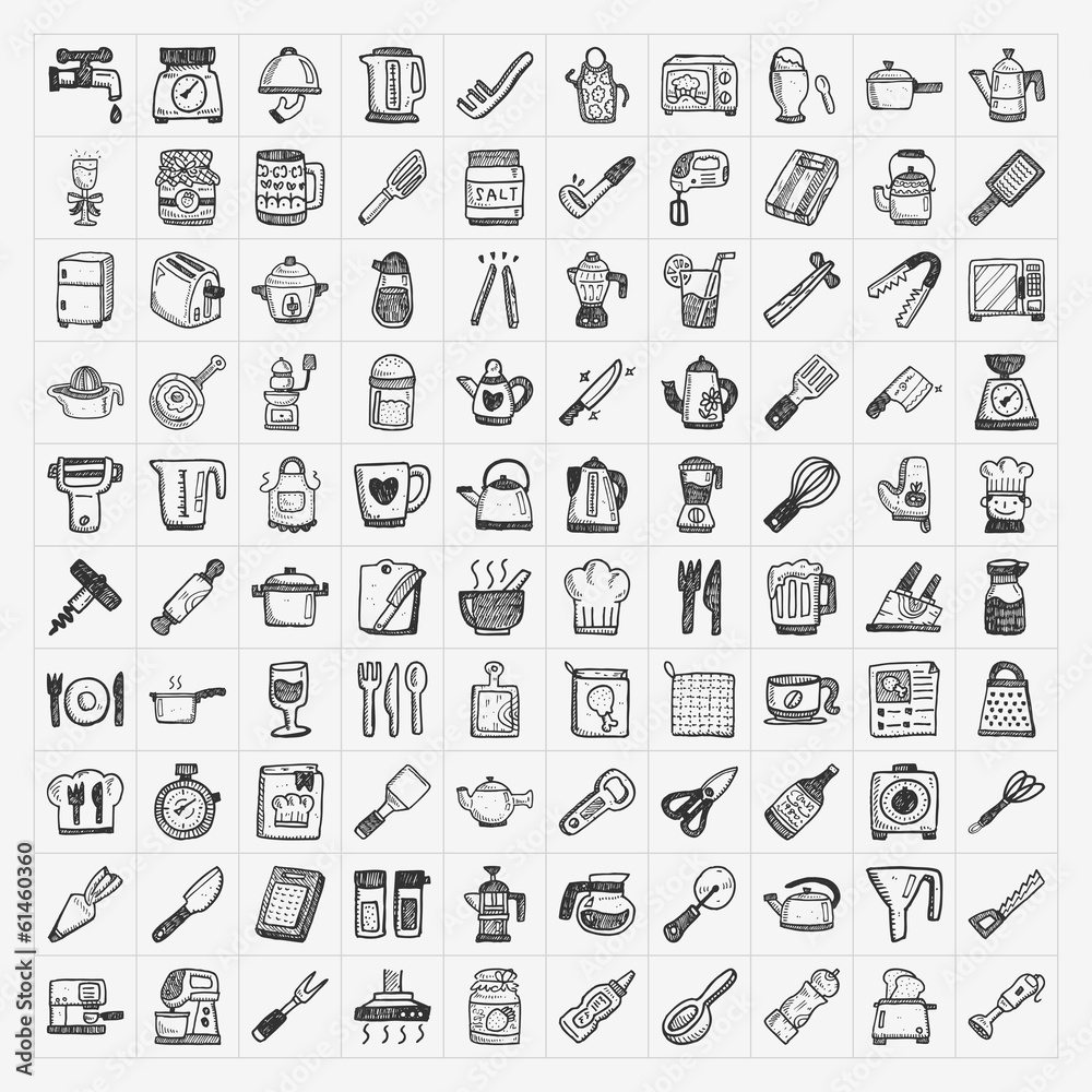 doodle kitchen icons doodle kitchen icons