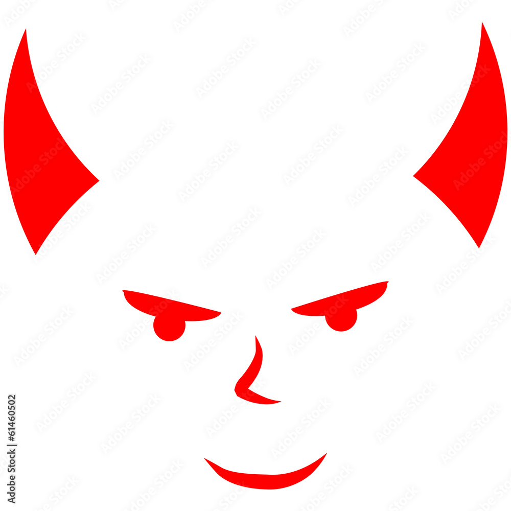 Mann Junge Gesicht Böse Teufel Hörner Stock-Illustration | Adobe Stock