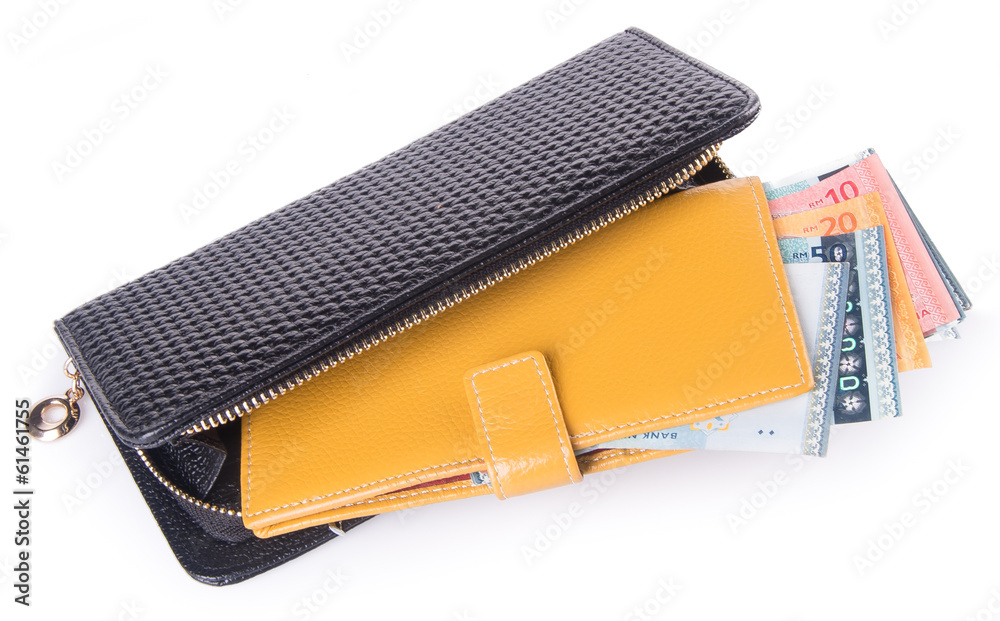 wallet. woman wallet with money on a background wallet. woman wallet with money on a background