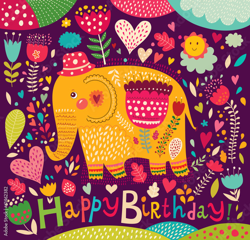 Photography Cartoon vector illustration with elephant