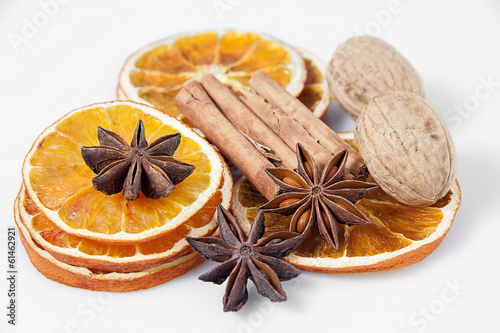 Orange slices and spices