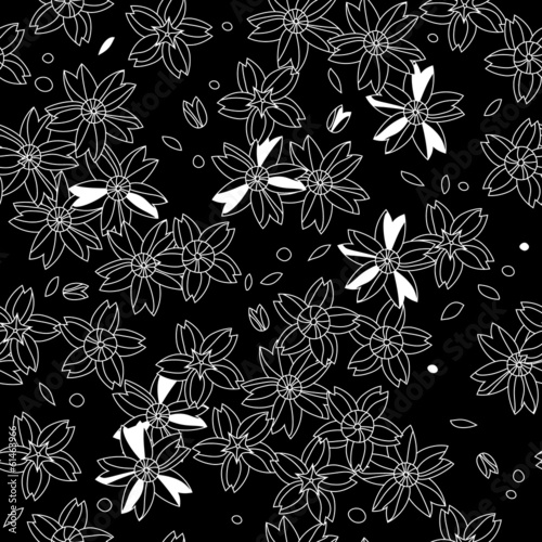 Black and white asian sakur...