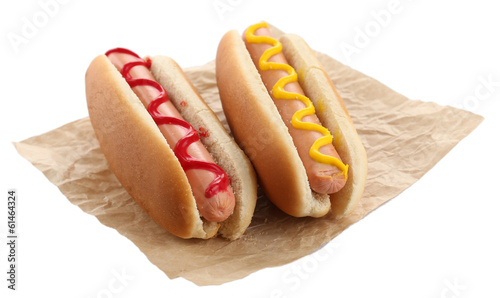 Foto Tasty hot dogs isolated on white