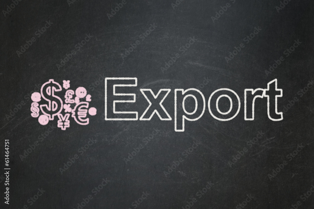 Obraz premium Business concept: Finance Symbol and Export on chalkboard