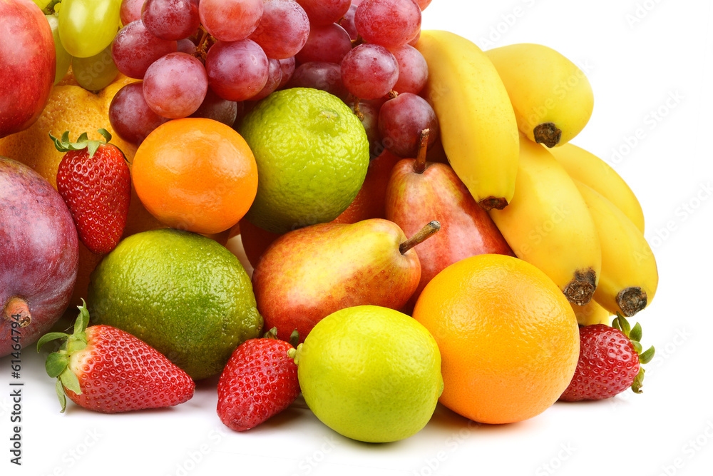 set of fruits isolated on white background set of fruits isolated on white background