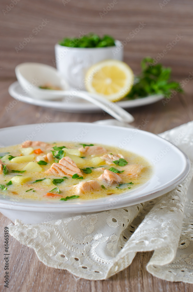 Cheese soup with salmon Cheese soup with salmon