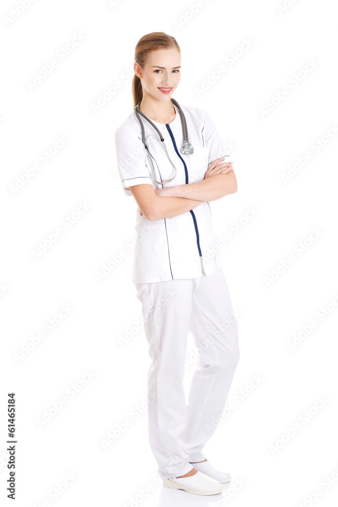 Portrait of caucasian nurse, doctor woman. Portrait of caucasian nurse, doctor woman.