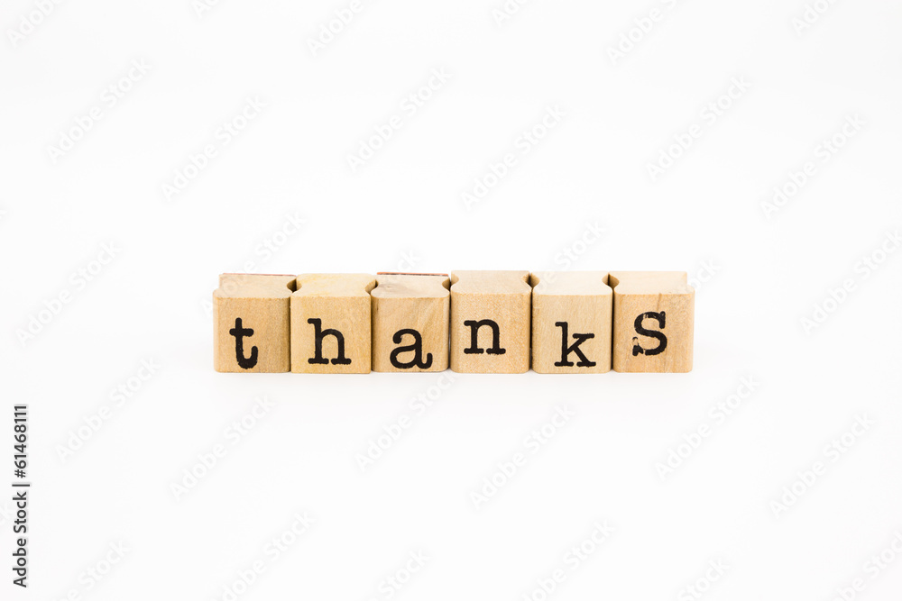 thanks wording isolate on white background thanks wording isolate on white background