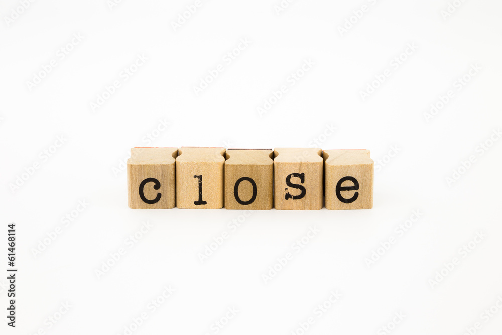 close wording isolate on white background close wording isolate on white background
