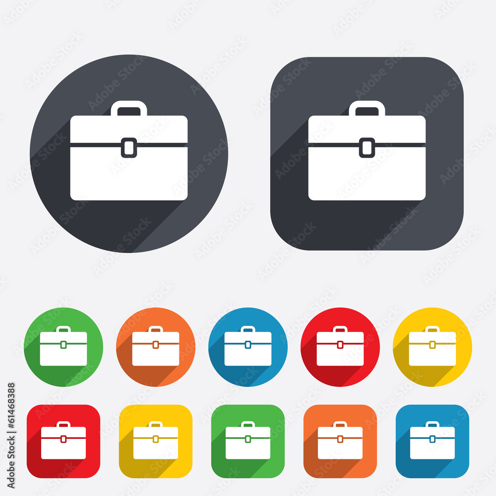 Case sign icon. Briefcase button. Case sign icon. Briefcase button.