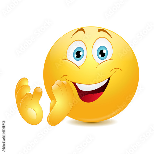 Emoticon showing thumb up. Vector.
