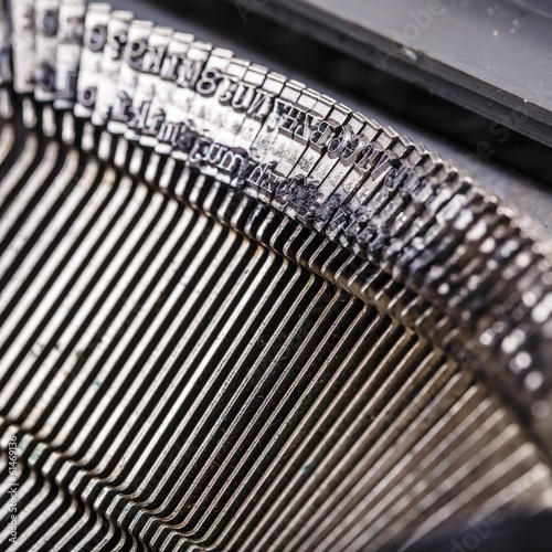 closeup of old typewriter letters