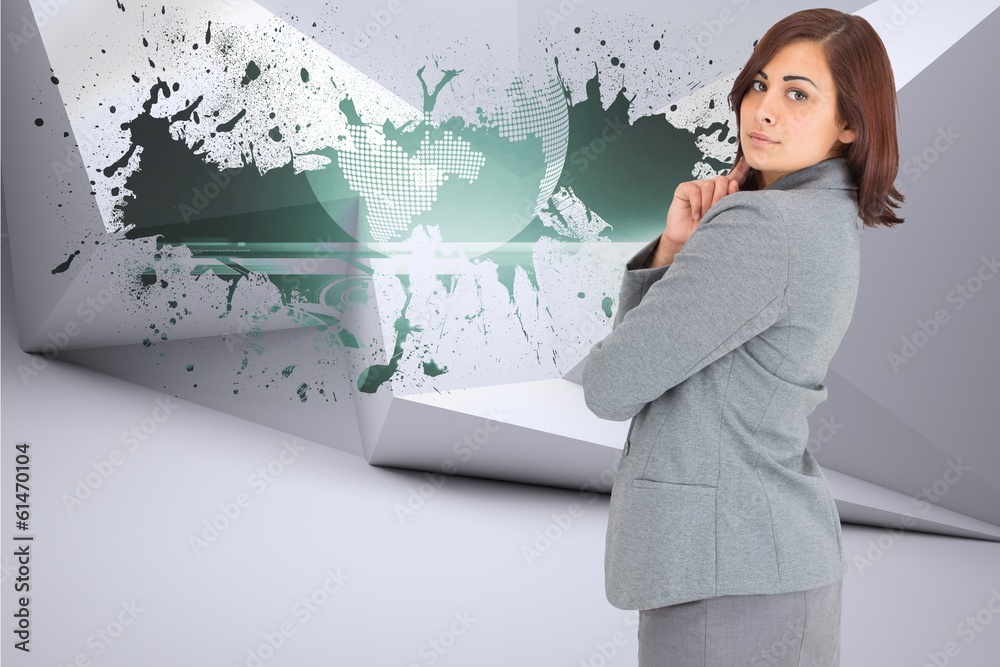 Composite image of concentrating businesswoman Composite image of concentrating businesswoman