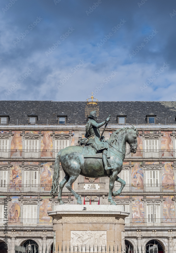 Philip III on the Plaza Mayor in Madrid, Spain. Philip III on the Plaza Mayor in Madrid, Spain.