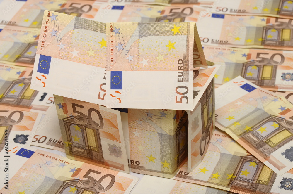 house made with fifty euro bank notes house made with fifty euro bank notes