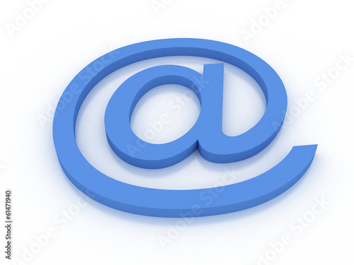 e-mail at/dog sign 3d  on white background