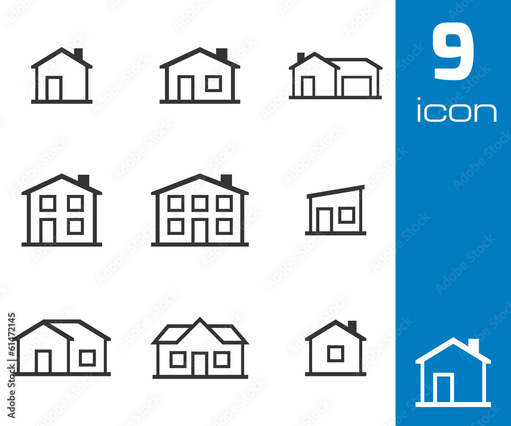 Vector black houses icons set