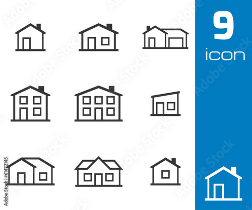 Vector black houses icons set