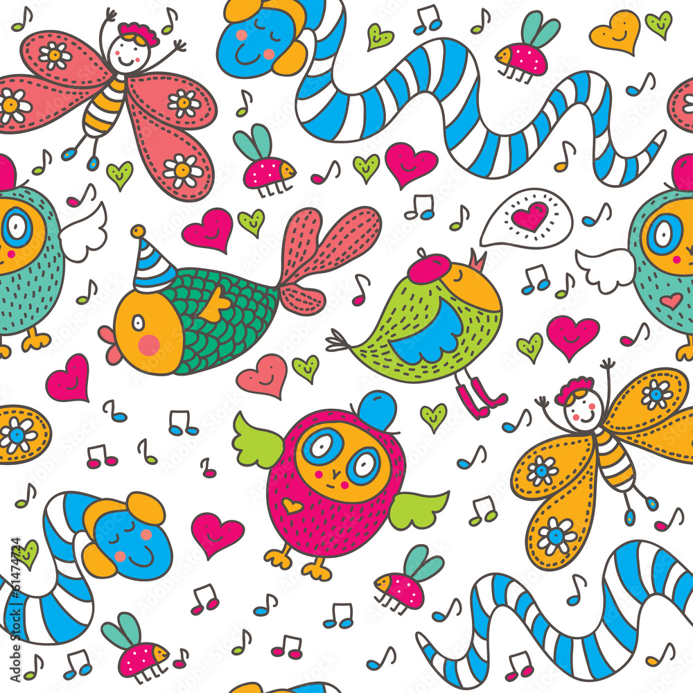 Cheerful children's seamless pattern. Cheerful children's seamless pattern.