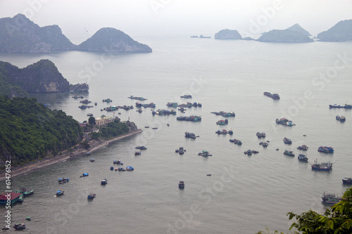 Panorama of islands around Cat Ba island in Vietnam