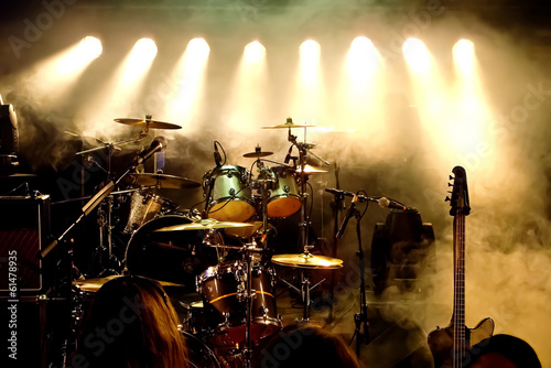 Music Instruments, Drums/Guitar on stage Fototapeta