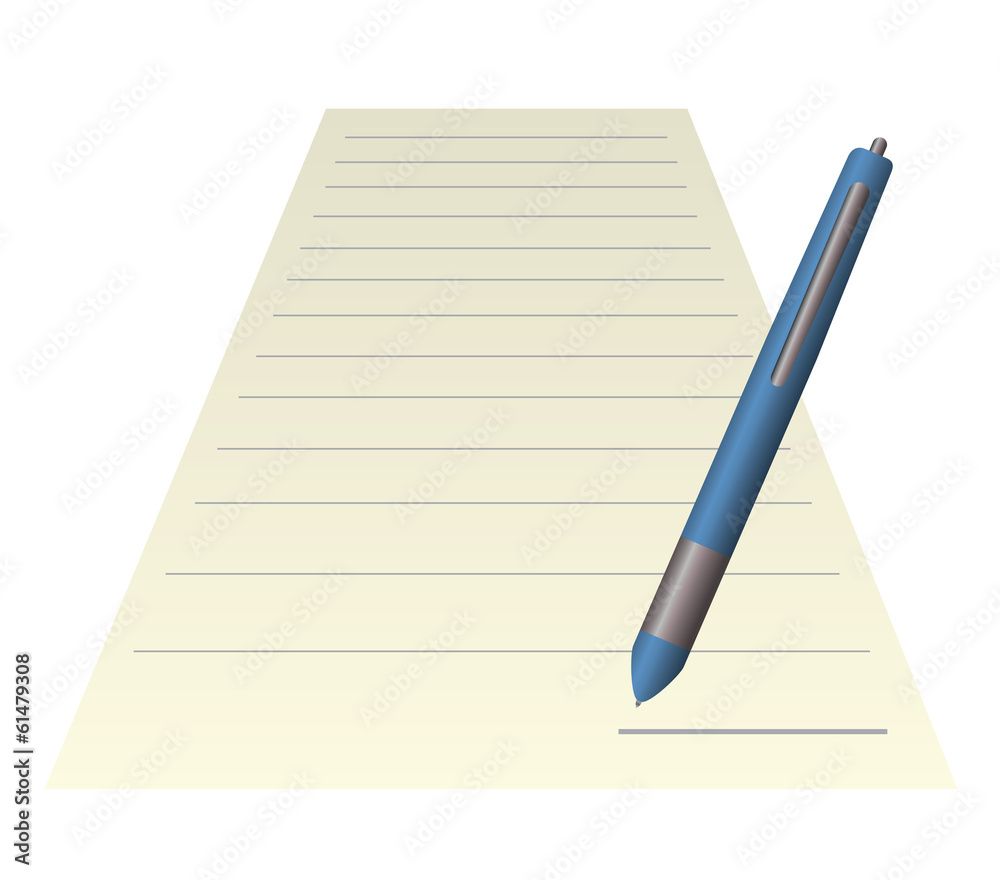 Blank note paper with pen. isolated on white. Blank note paper with pen. isolated on white.