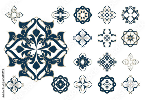 Set of arabic decor elements, vector, Ramadan