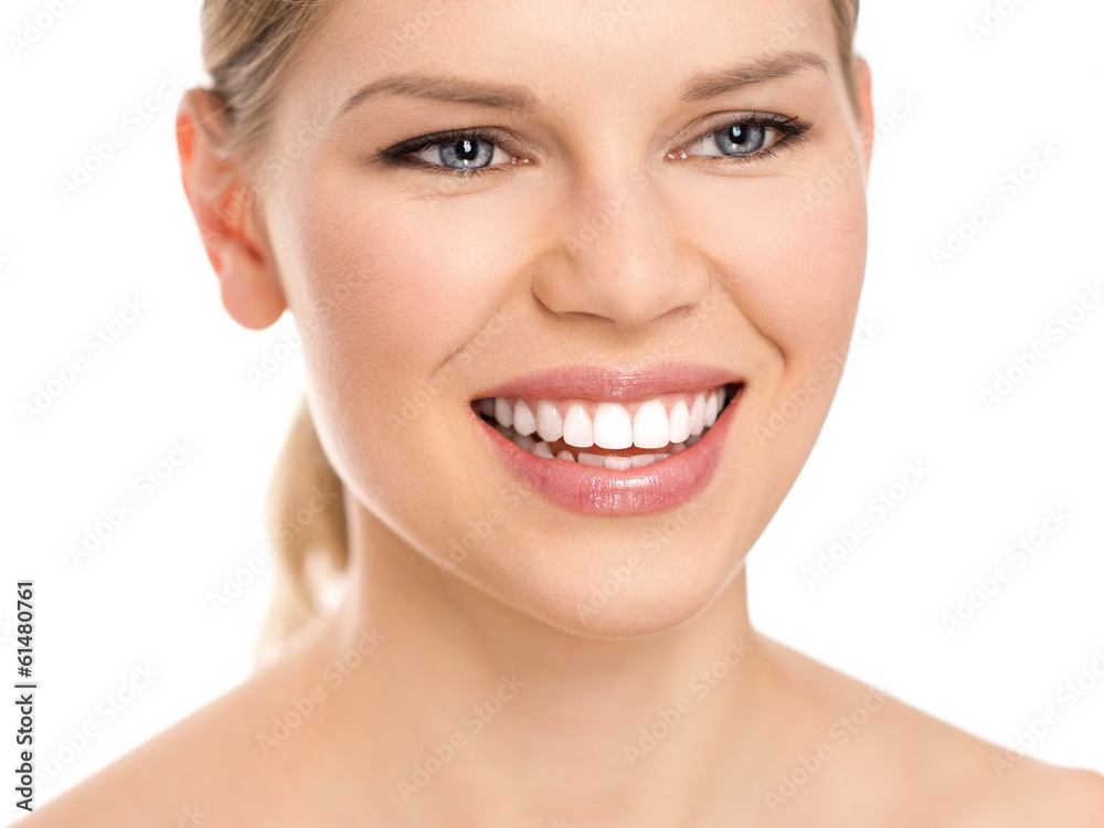 Dental care woman with perfect white toothy smile. Dental care woman with perfect white toothy smile.