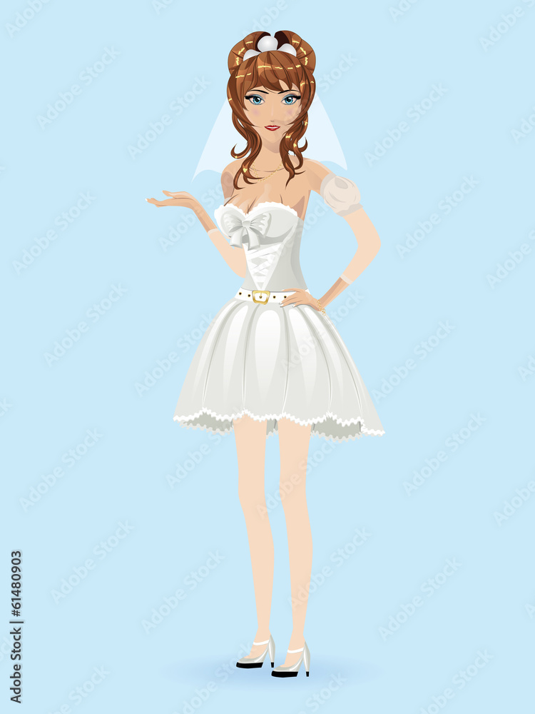 Romantic cartoon bride