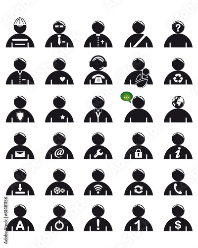 Icons set men at work