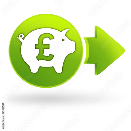 épargne livre sterling sur symbole web vert