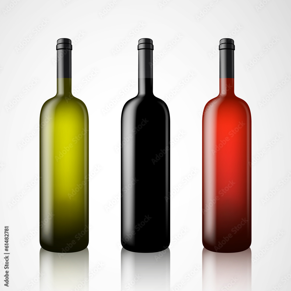 Vector Illustration of Wine Bottles Without Lables Vector Illustration of Wine Bottles Without Lables