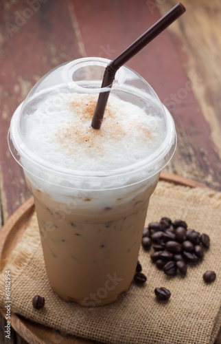 iced blended frappucino, coffee beans