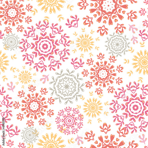 vector folk floral circles abstract seamless pattern background