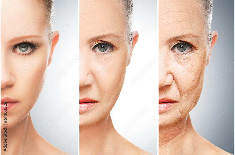 Obraz premium koncepcja starzenia się i pielęgnacji skóry