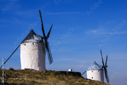 Cervantes Don Quixote windmills and Consuegra castle. Castile La