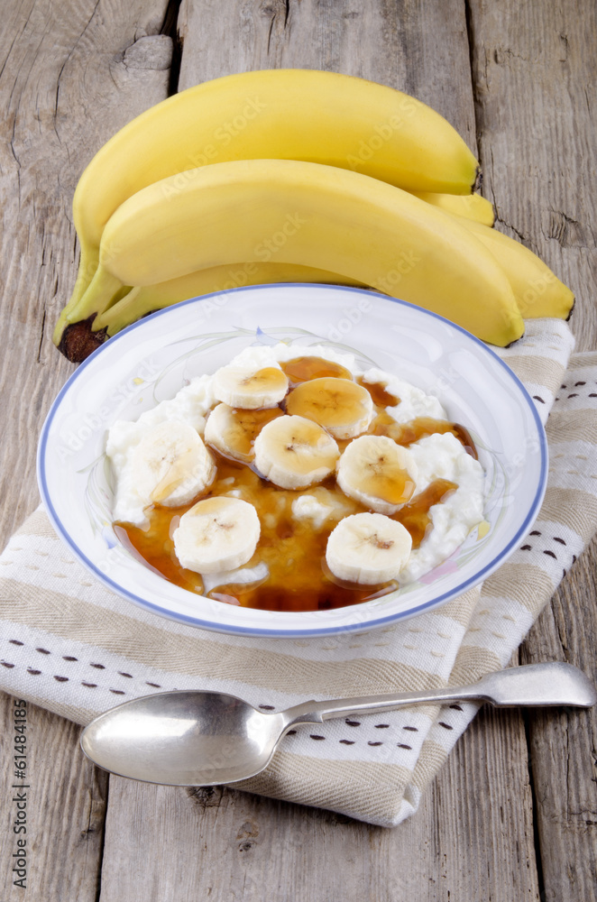 rice pudding with banana slices rice pudding with banana slices