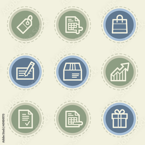 Shopping web icon set 1, vintage buttons