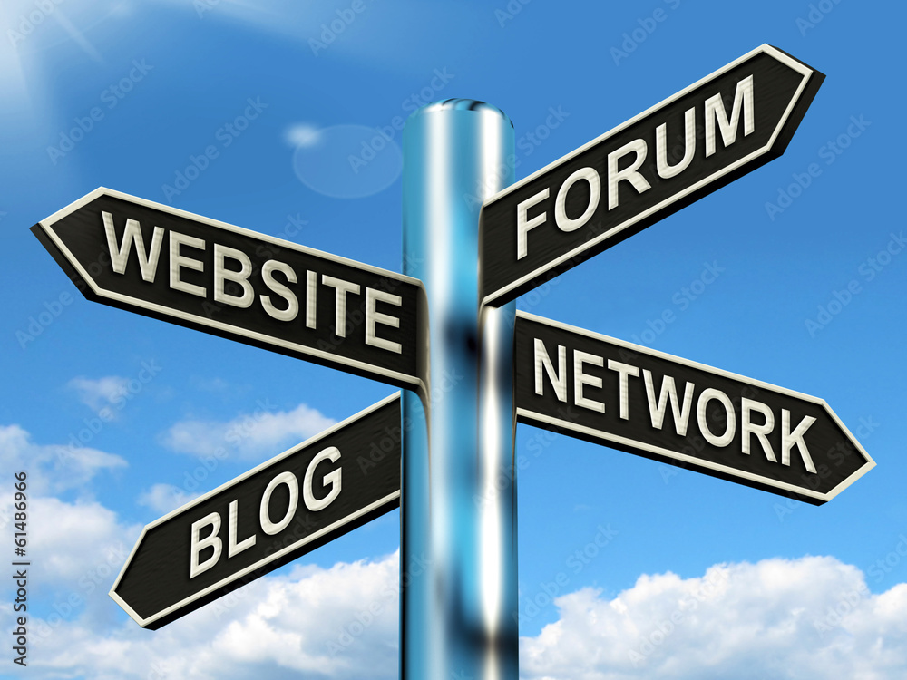 Website Forum Blog Network Signpost Shows Internet Website Forum Blog Network Signpost Shows Internet