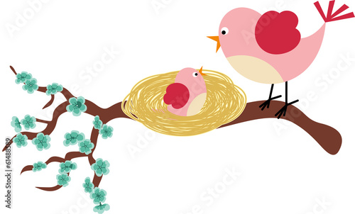 Mother bird and her birdie