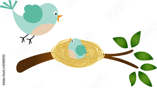 Father bird and her birdie