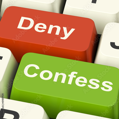 Tableau sur toile Confess Deny Keys Shows Confessing Or Denying Guilt Innocence