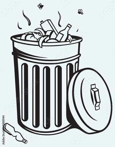 Trash bin full of garbage