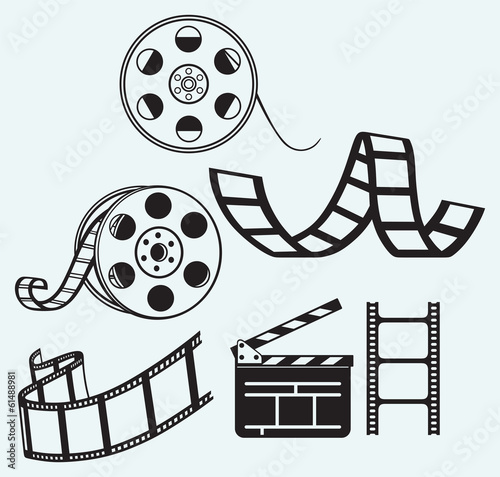 Movie icons isolated on blue background