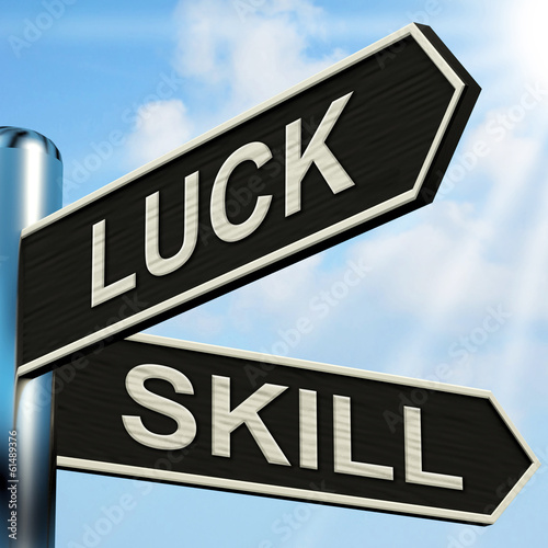 Luck Skill Signpost Shows Expert Or Fortunate